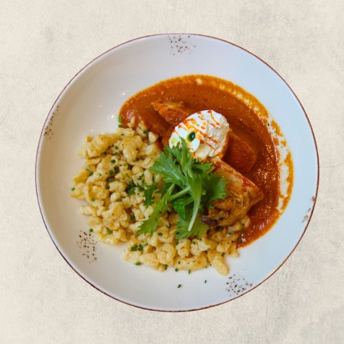 Traditional hungarian chicken paprikash